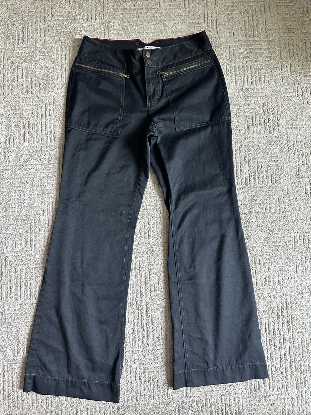 Vintage Y2K Tommy Hilfiger Black Flare Wide-Leg Low Rise Jeans - Picture 2 of 15
